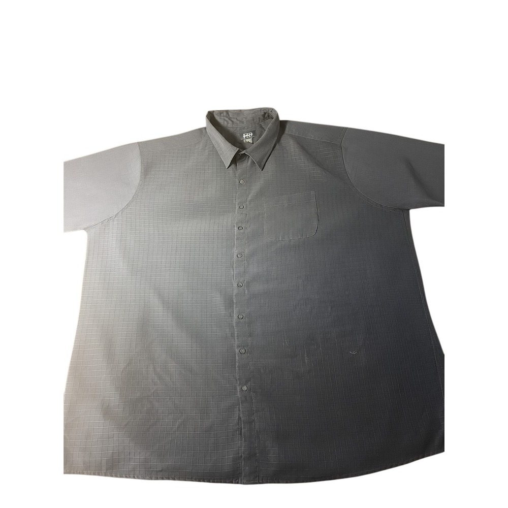 Harbor Bay Mens 5XLT Navy Blue Grid Short Sleeve Button Down Shirt Tall Fit